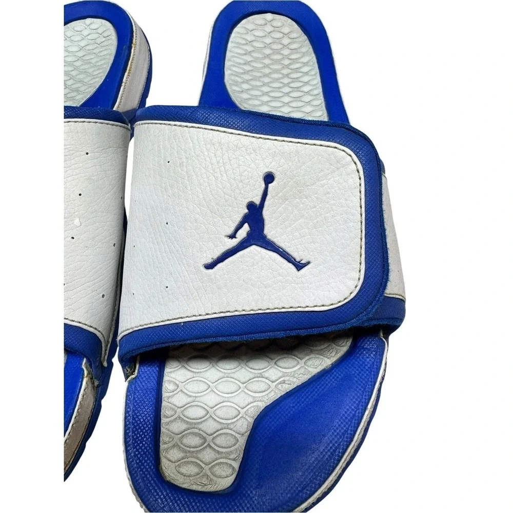 Jordan Retro 10 Hydro Slides White Blue Mens Size 13 Nike Basketball Slippers